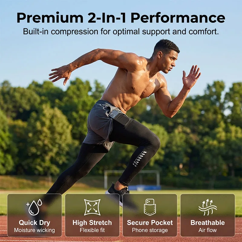 Men's 2-in-1 Running Tights with Shorts