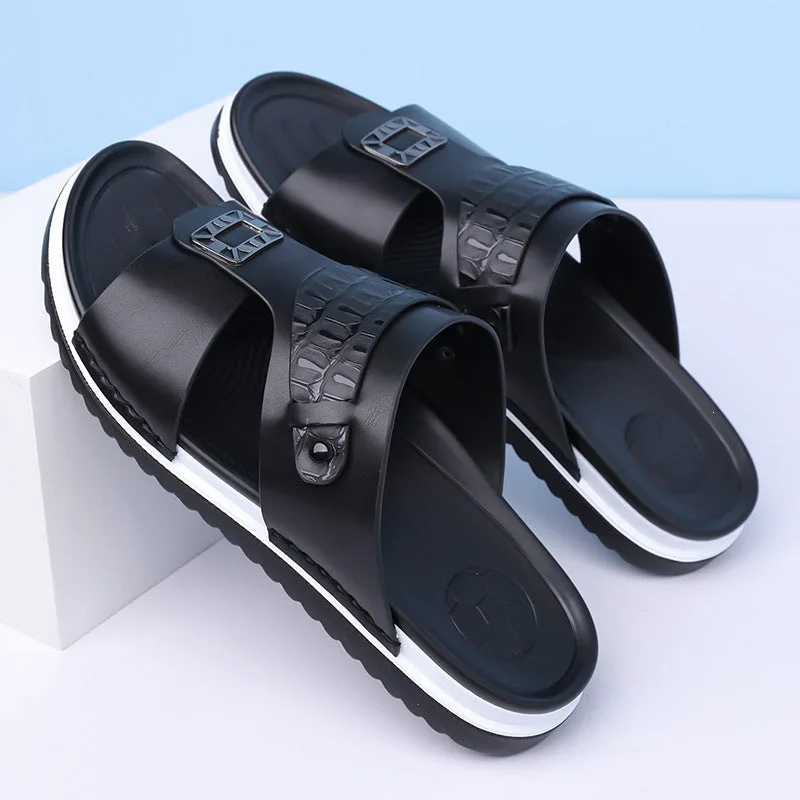 Men’s Faux Leather Slip-On Sandals