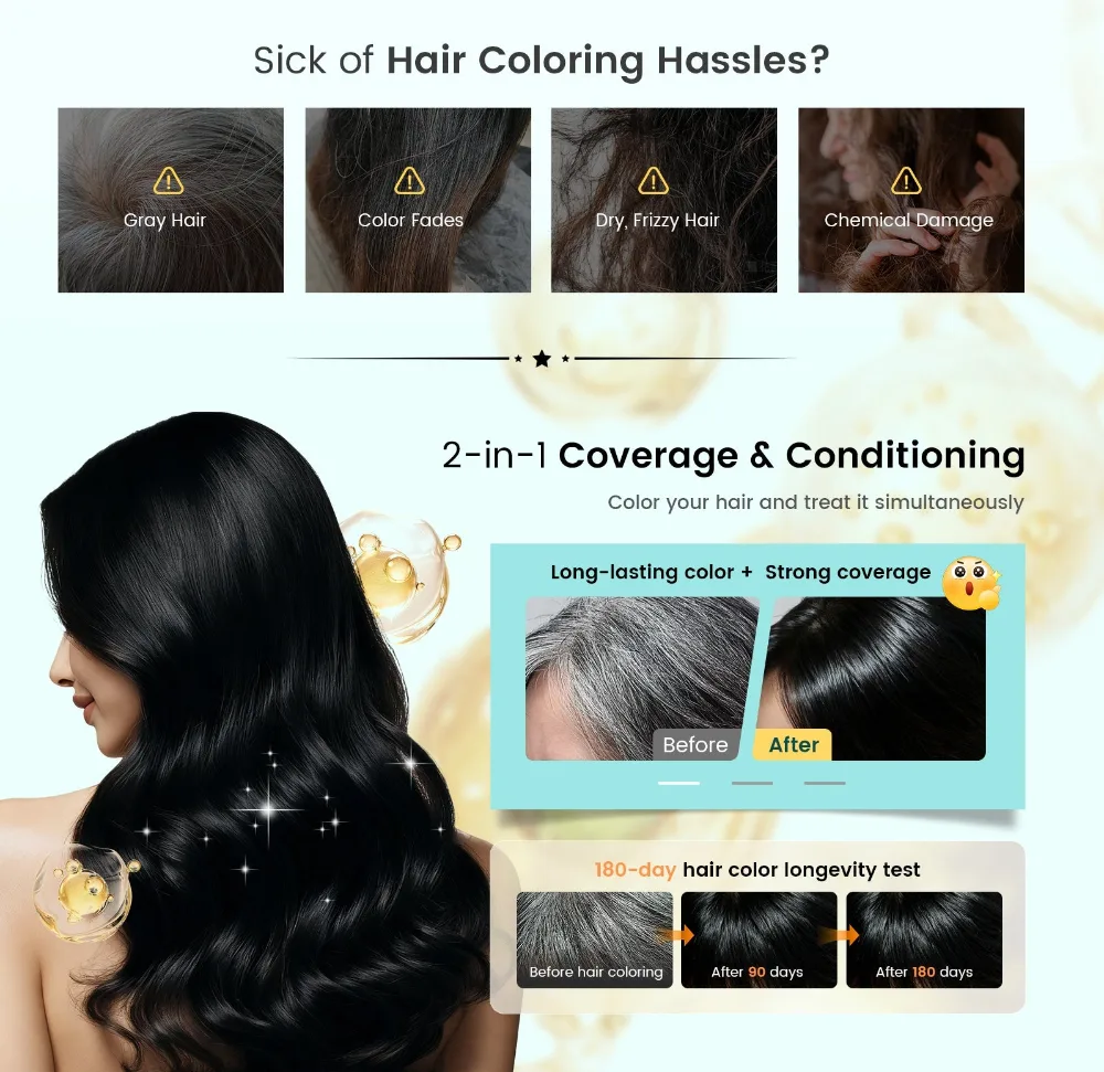 Mild Formula Long Lasting Hair Dye Set