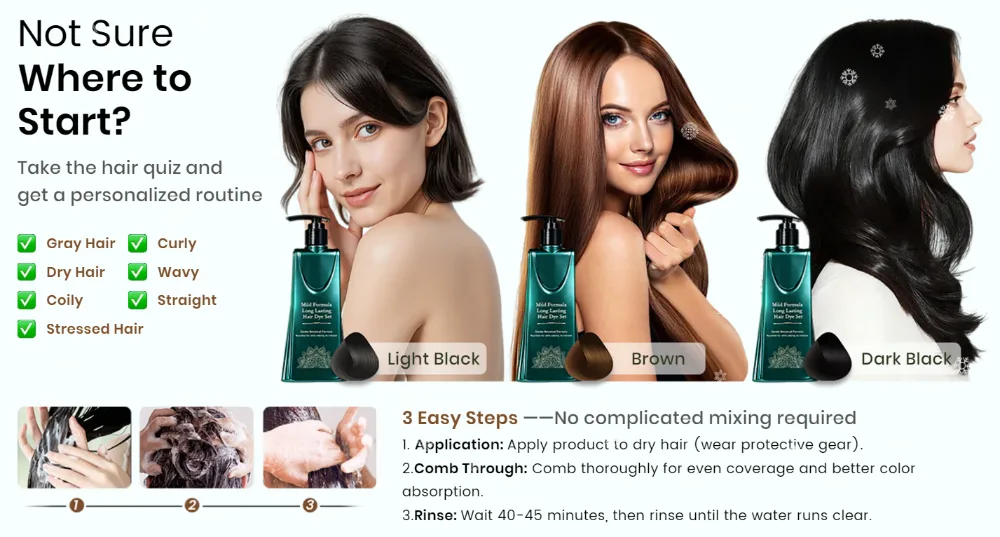 Mild Formula Long Lasting Hair Dye Set