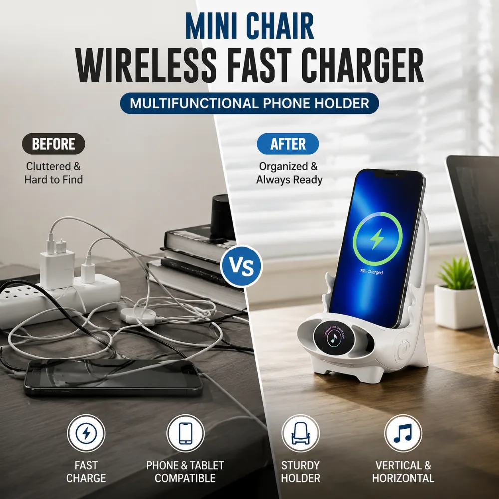 Mini Chair Wireless Fast Charger Multifunctional Phone Holder