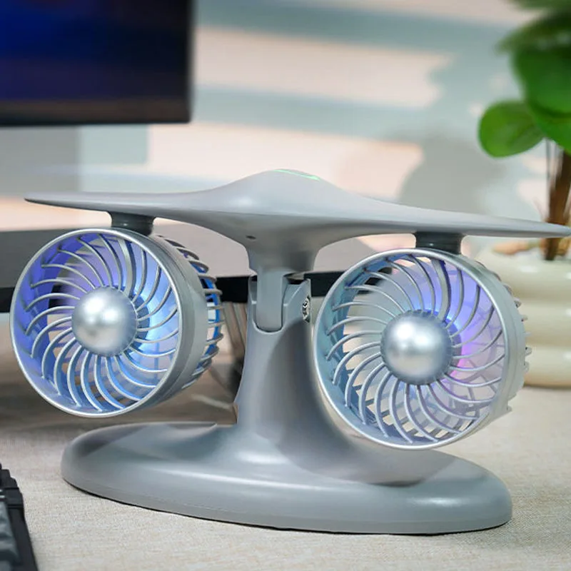 Modern Portable Dual-Head Desktop Fan