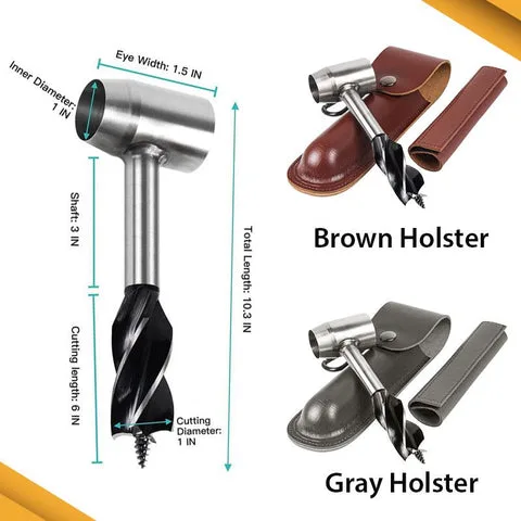 Multipurpose Bushcraft Hand Auger with Holster