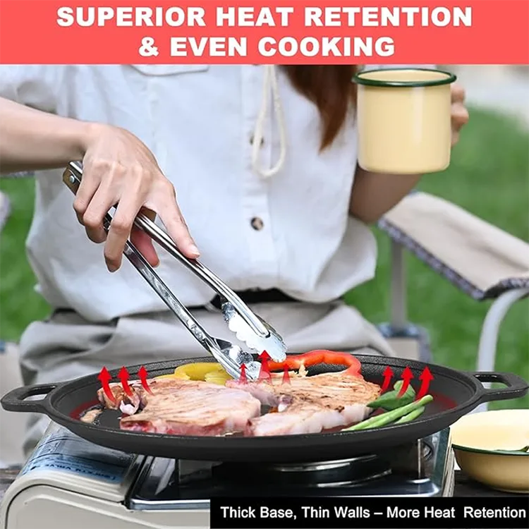 Non-Stick Cast Iron Griddle Pan with Handles
