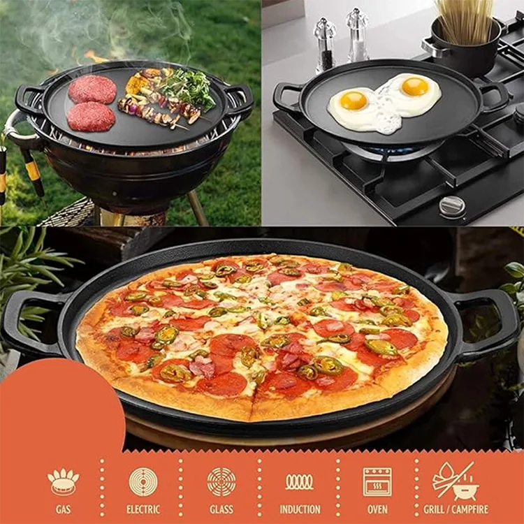 Non-Stick Cast Iron Griddle Pan with Handles