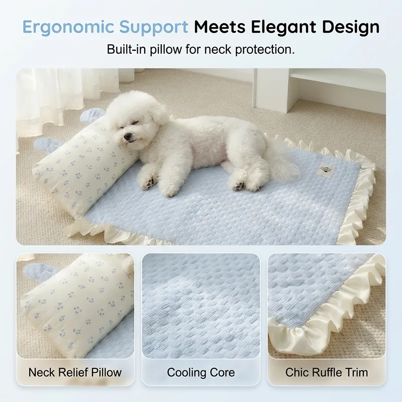 Pet Cooling Mat with Pillow