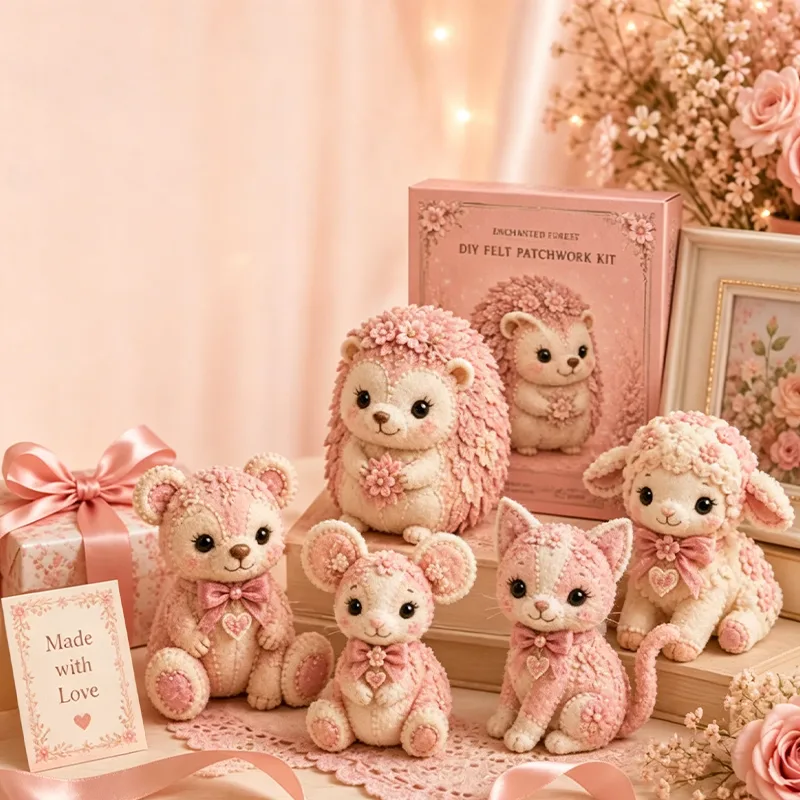Pink Enchanted Forest DIY Felt Patchwork Kit