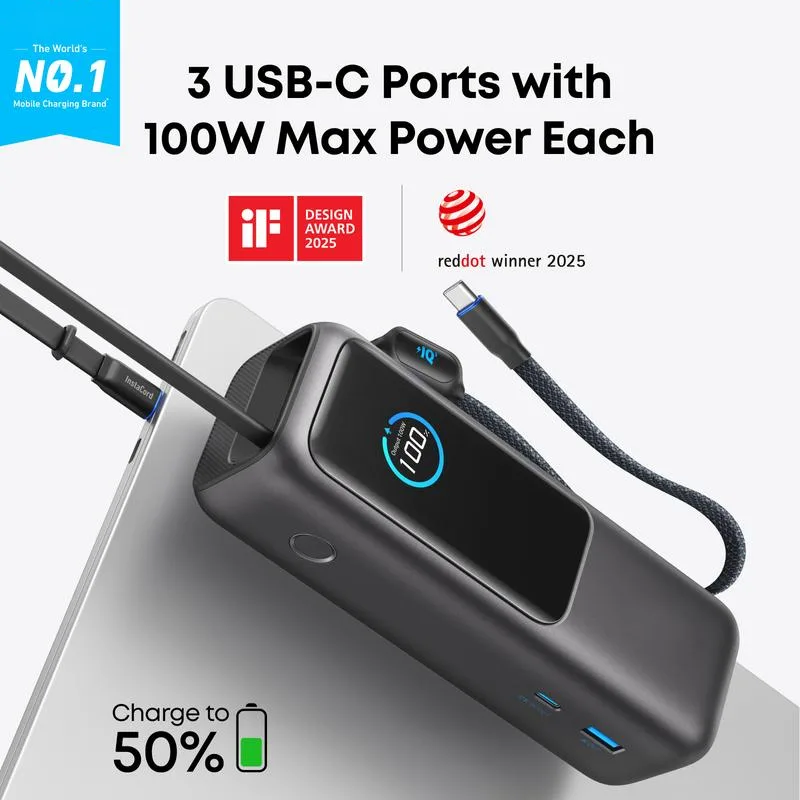 Portable Charger with Built-in Cable
