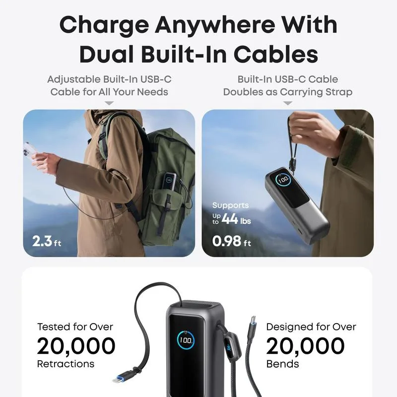 Portable Charger with Built-in Cable