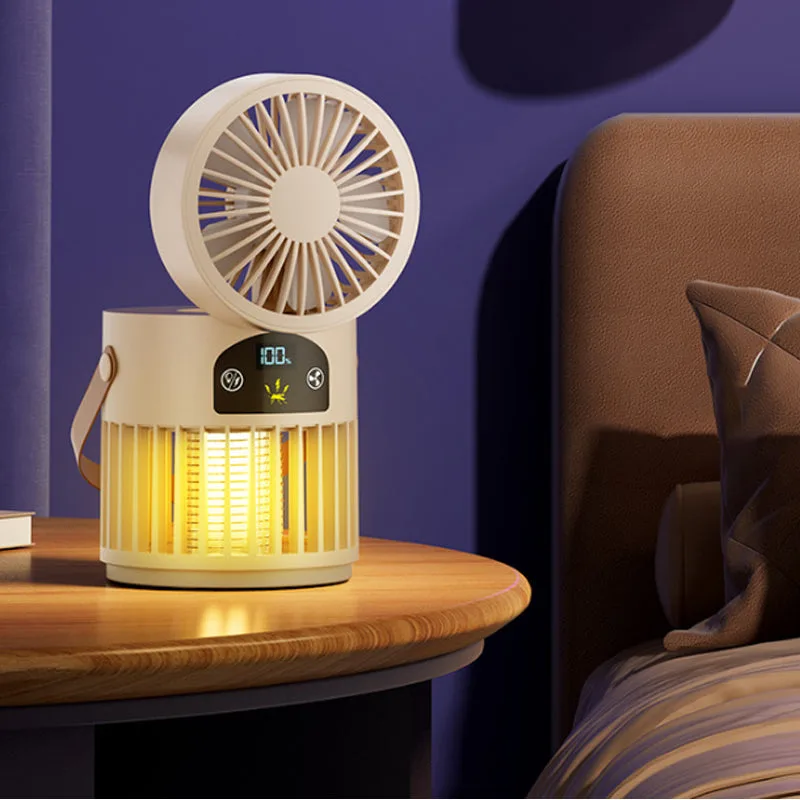 Portable Rechargeable Fan with UV Bug Zapper Light