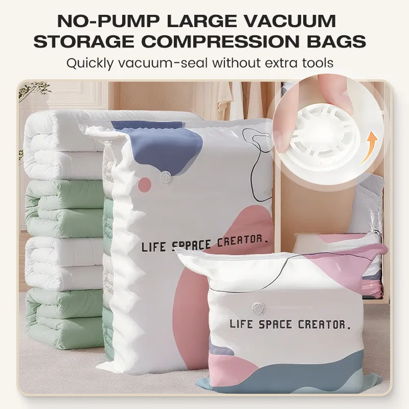 Pump-Free Vacuum Compression Bags, Large Size