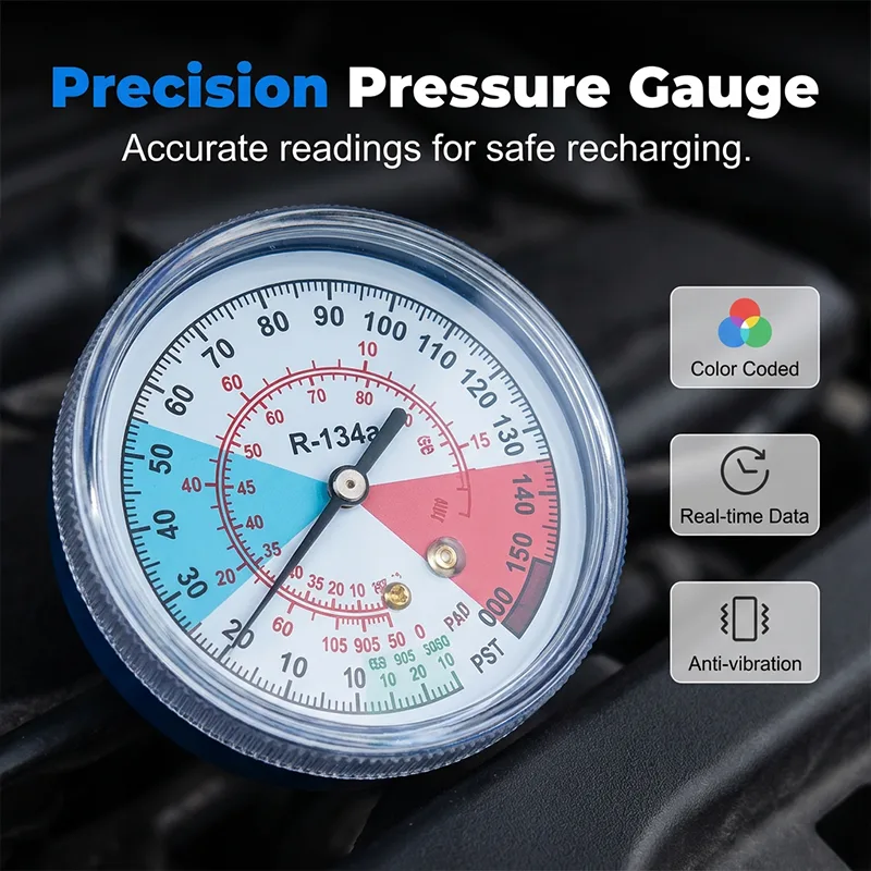 R134a AC Refrigerant Charging Hose with Gauge