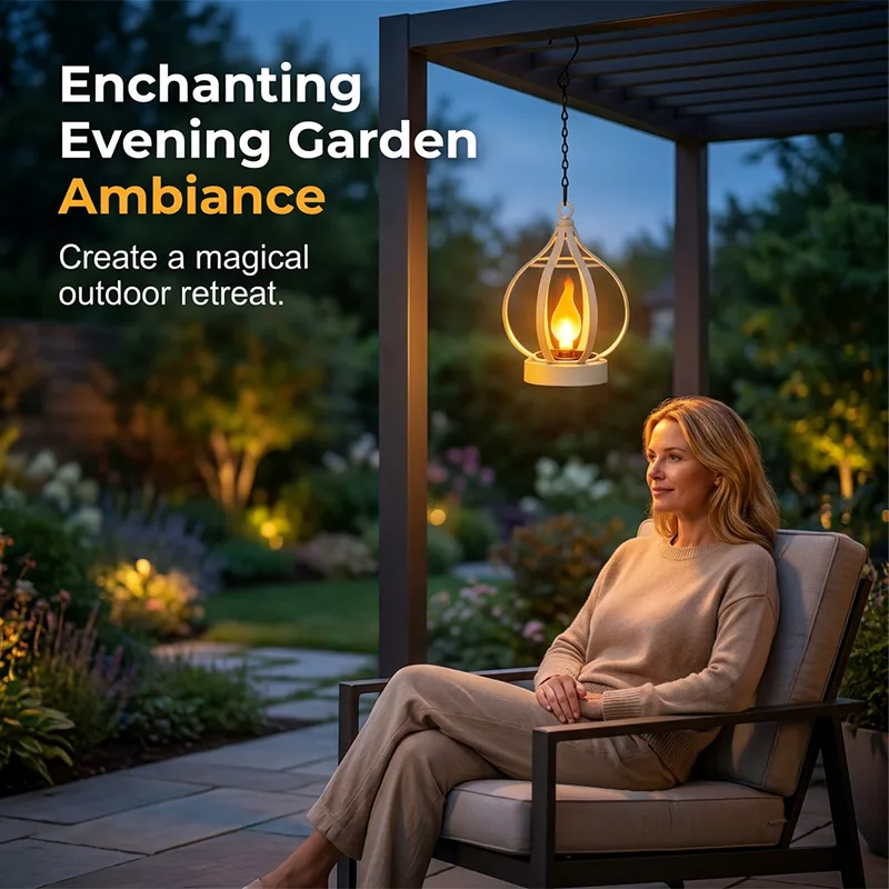 Realistic Flame Solar Hanging Lantern