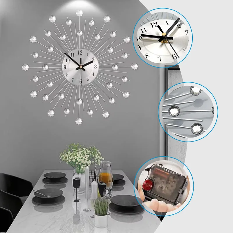 Rhinestone Wall Clock – Silent Movement, Sparkling Design & Elegant Home Decor