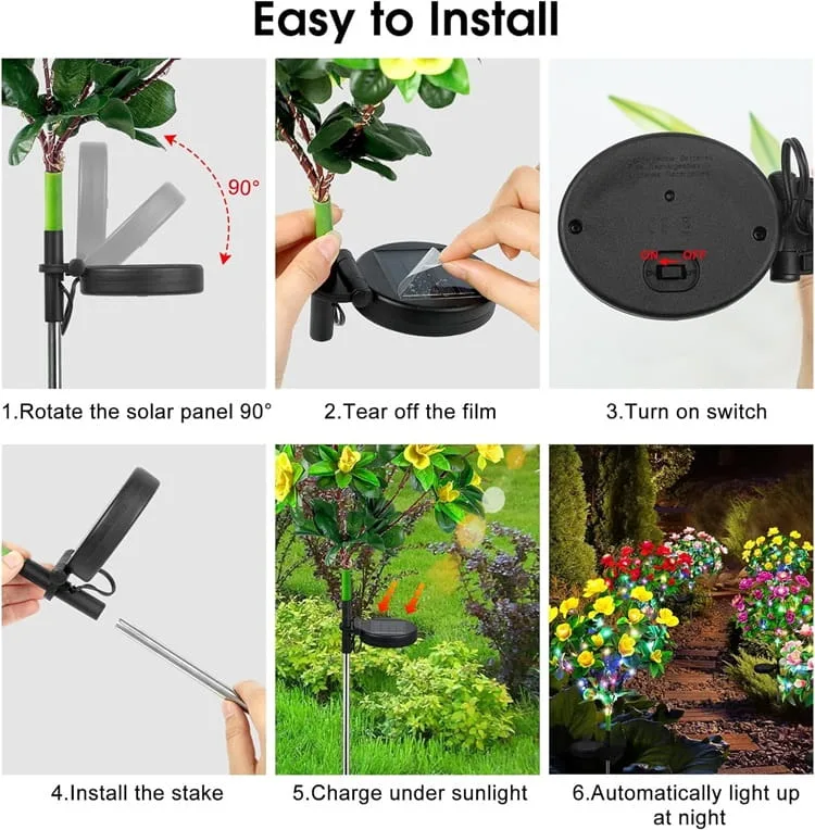 Simulation Azalea Flower Ground Stake Solar Light