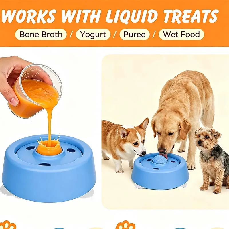 Slow Feeder Licking Bowl with Rolling Ball