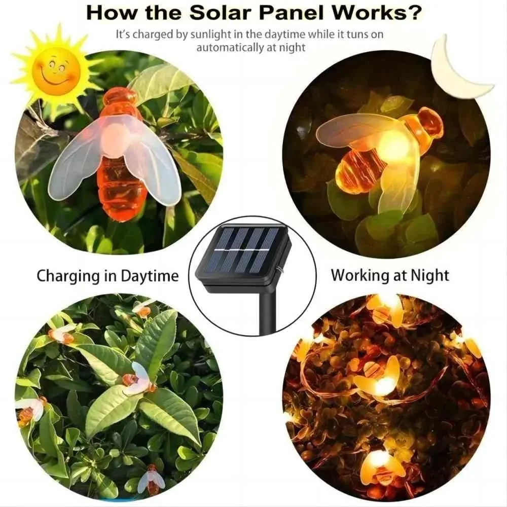 Solar LED Bee String Lights