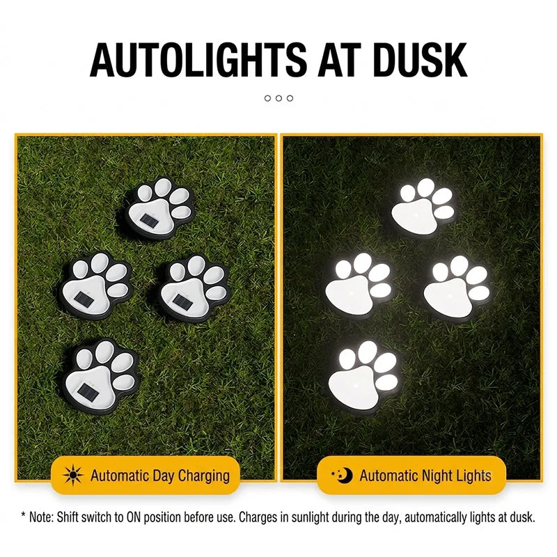 Solar Paw Print Garden Lights