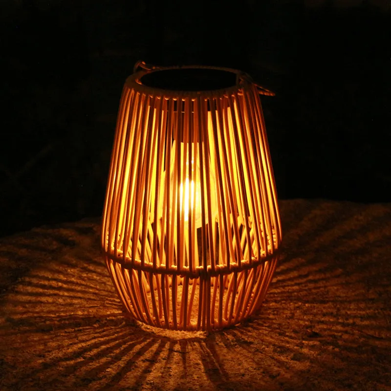 Solar Powered Rattan Lantern Light