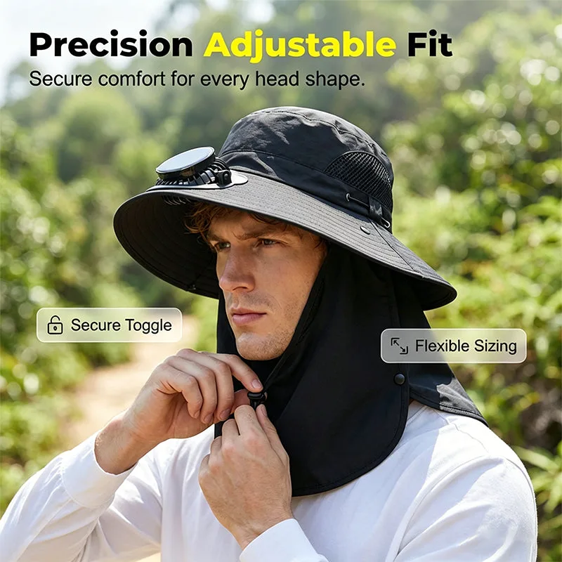 Solar-Powered Wide-Brim Shade Fan Hat