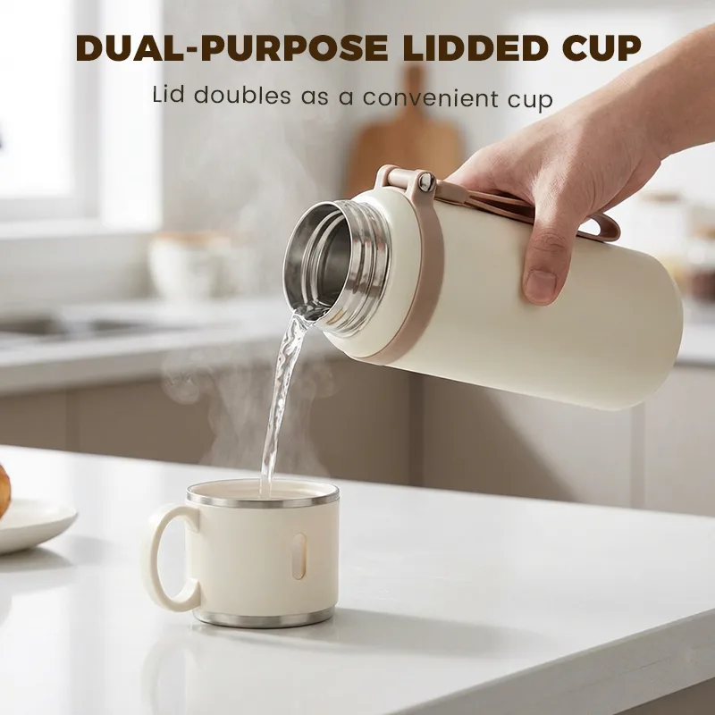 Stainless Steel Vacuum-Insulated Bottle with Lidded Cup
