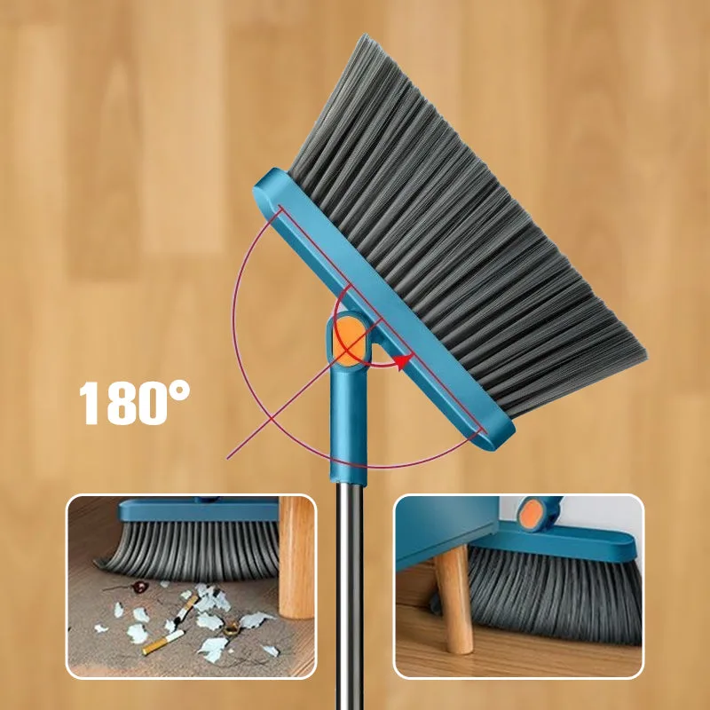 Stand-Up Dustpan Set with 180° Rotating Broom