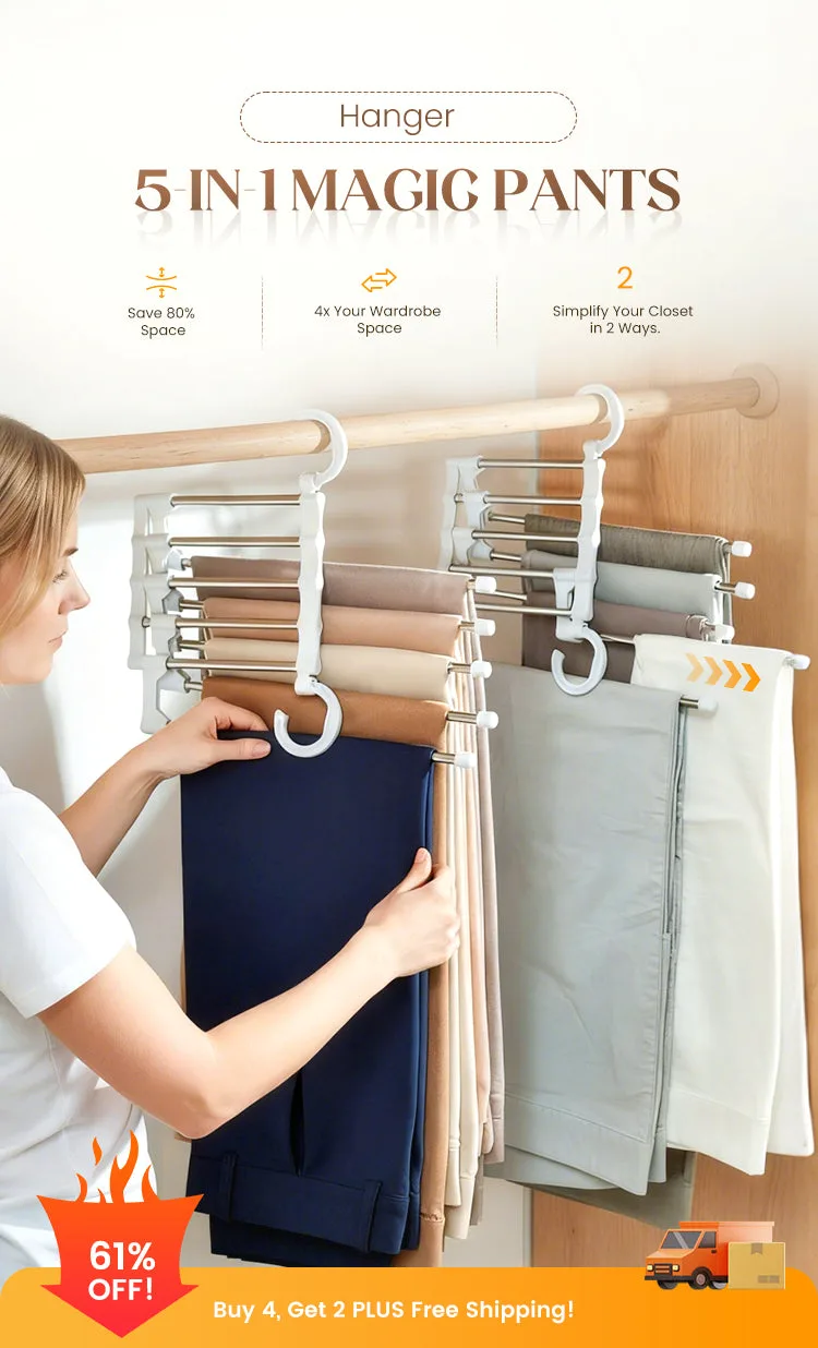 Telescopic Folding Multi-Layer Pants Storage Rack