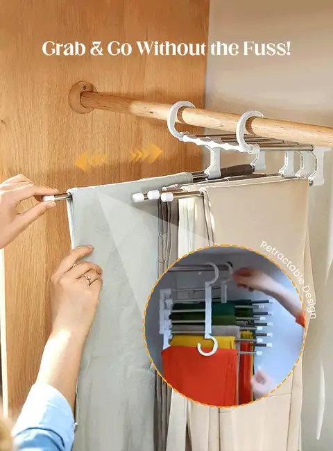 Telescopic Folding Multi-Layer Pants Storage Rack
