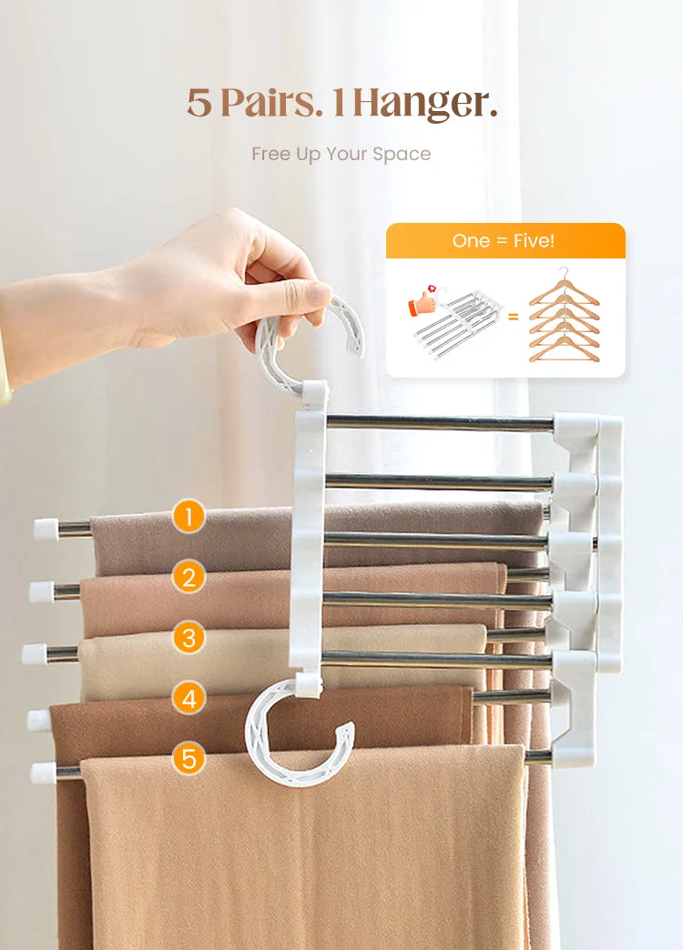 Telescopic Folding Multi-Layer Pants Storage Rack