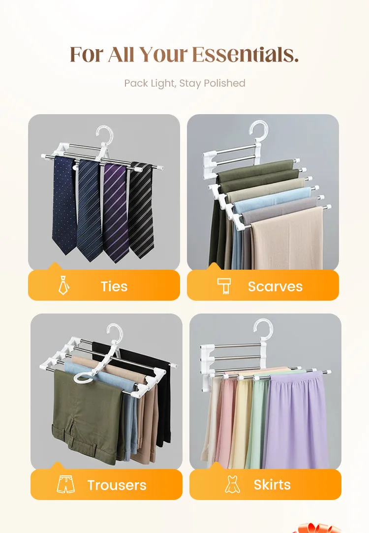 Telescopic Folding Multi-Layer Pants Storage Rack