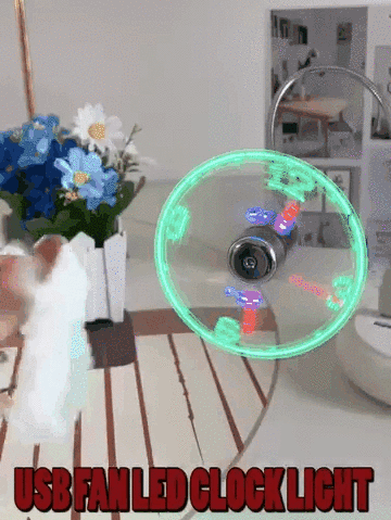 USB Fan with LED Clock Lighting