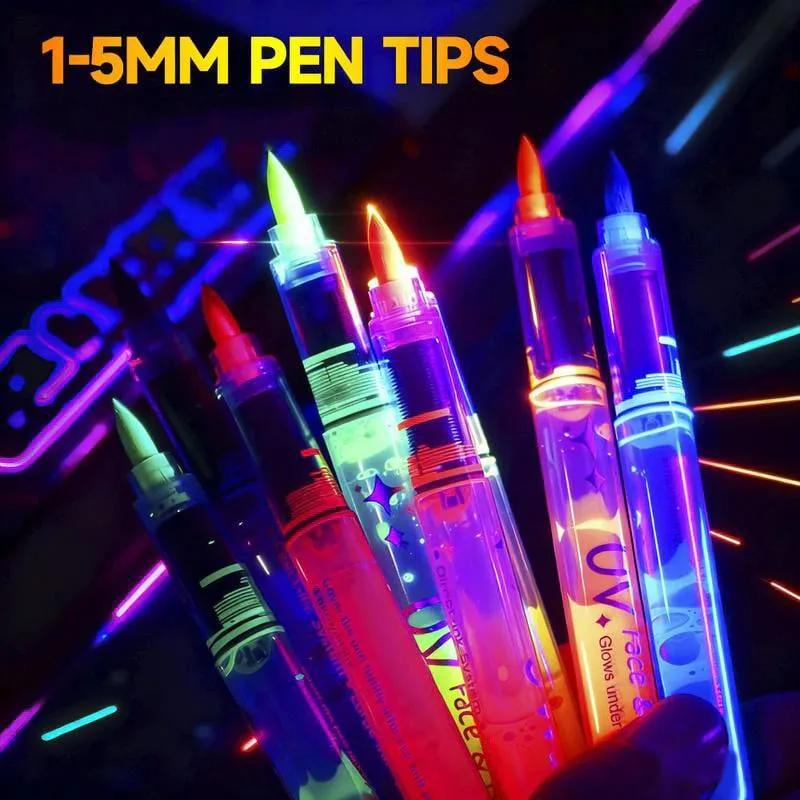 UV Glow Face and Body Paint Markers Set