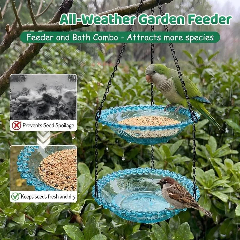 Vintage-Style Bird Feeder with Bath