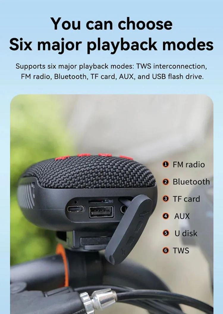 Waterproof Bicycle Bluetooth Speaker with Mounting Bracket