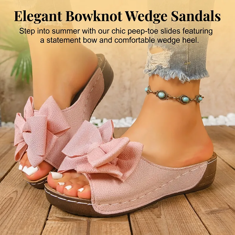 Women’s Bowknot Peep-Toe Wedge Sandals