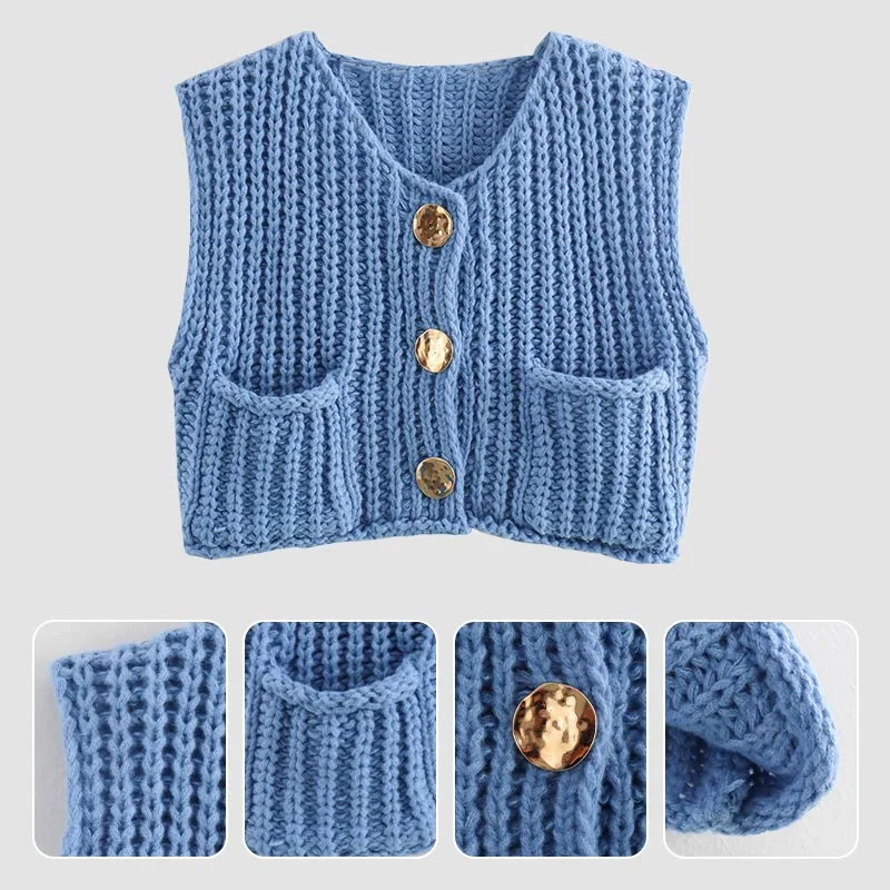 Women’s Chunky Knit Button-Down Sweater Vest
