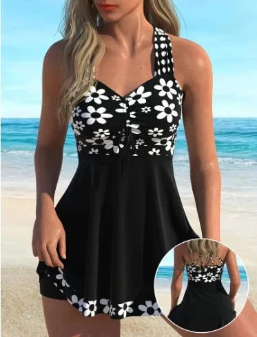 Women's Floral Print Tankini Swimsuits with Boyshorts