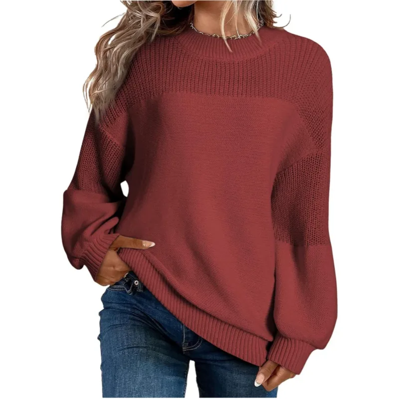 Women's Loose Fit Long Sleeve Knit Sweater