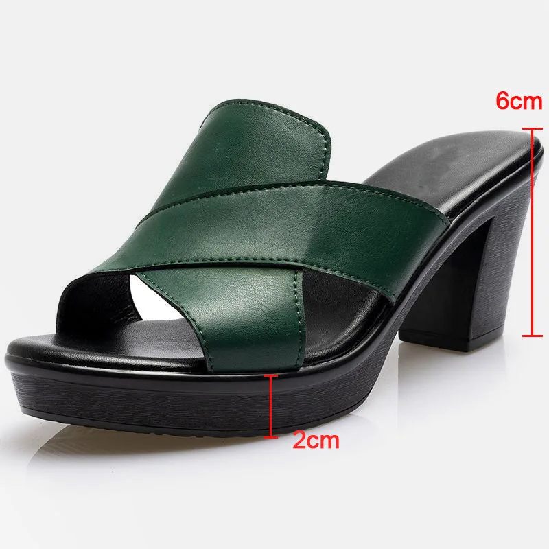 Women’s Platform Slip on Chunky High Heel Sandals
