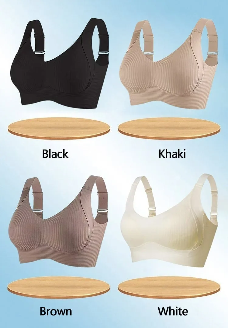 Women’s Ribbed Push-Up Adjustable Wireless Bra, Pack of 3