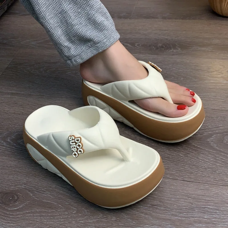 Women's Summer Color-Block Soft Platform Flip Flops