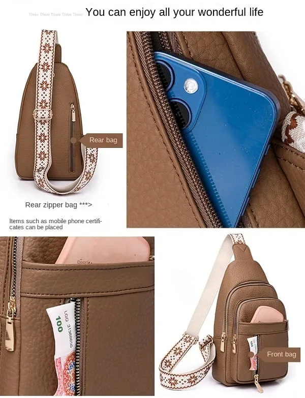 Women's Vintage PU Leather Chest Bag