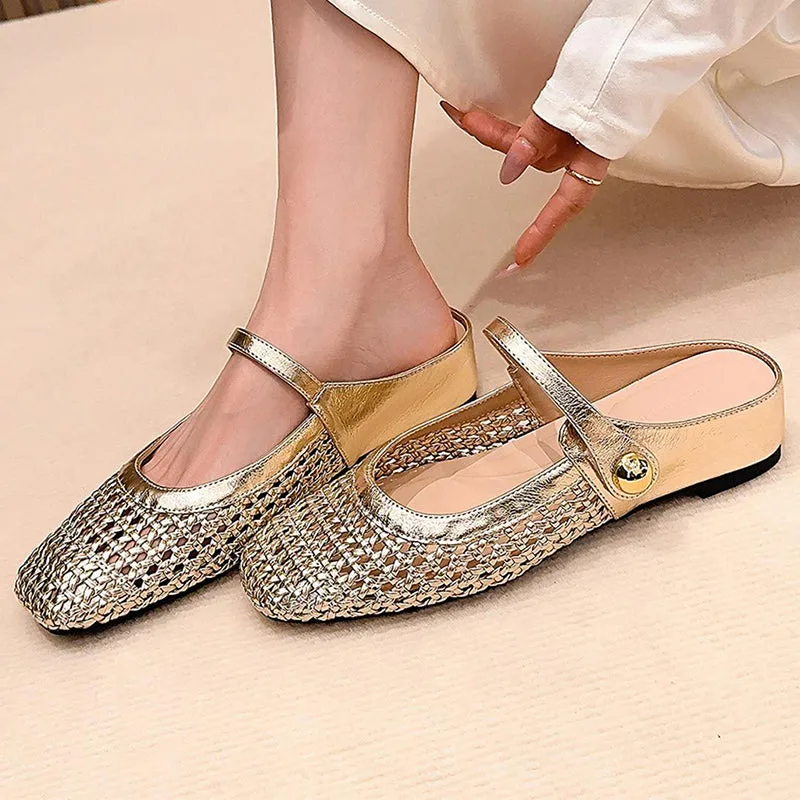 Women’s Woven Square-Toe Mary Jane Mules