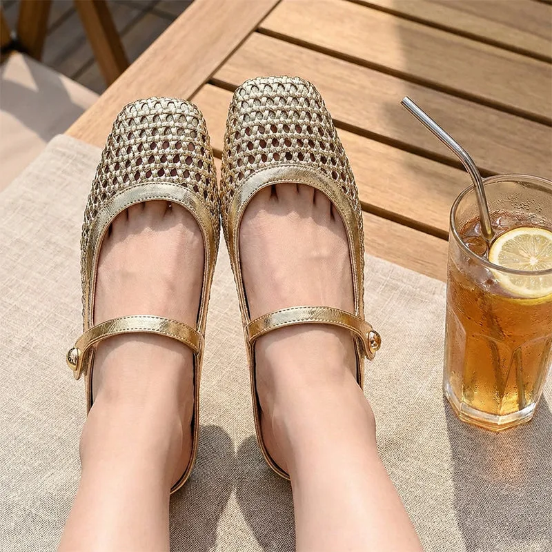Women’s Woven Square-Toe Mary Jane Mules