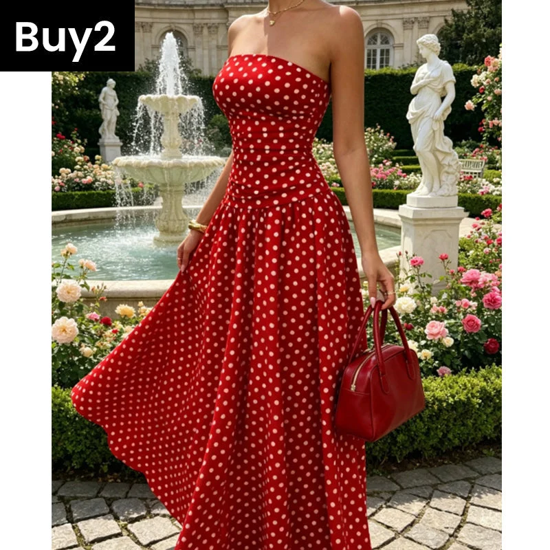✨ Women's Polka Dot Strapless Dress - Elegant Vacation Essential! ✨ - Image 10