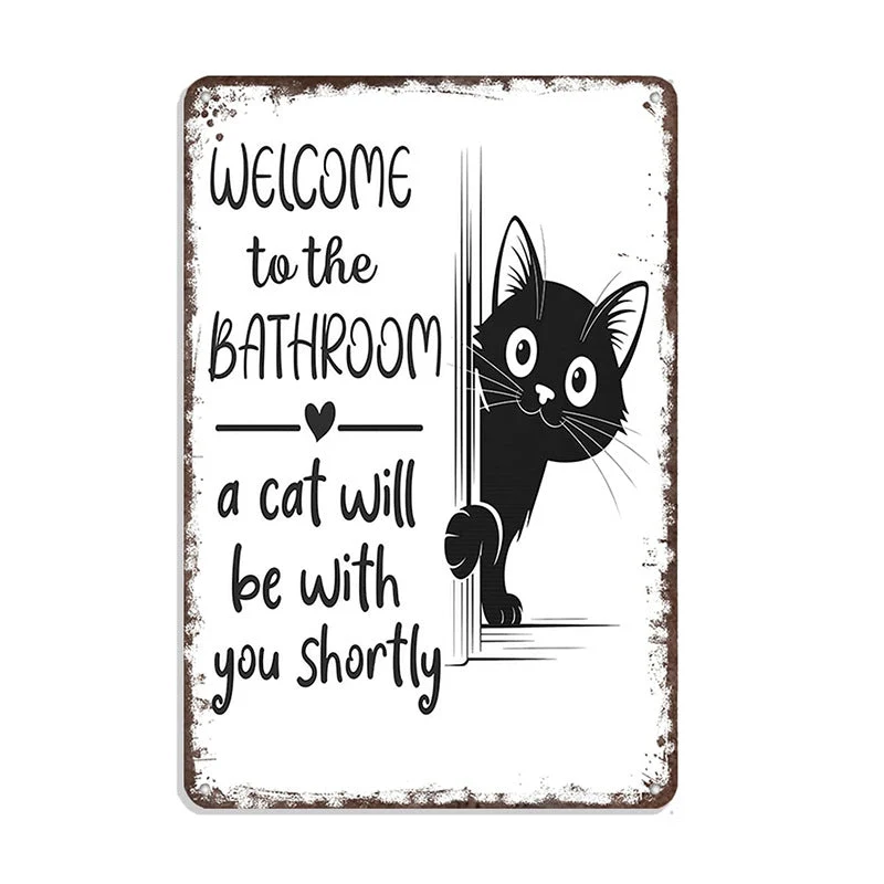 Cute Cat Bathroom Decor Sign - Image 9