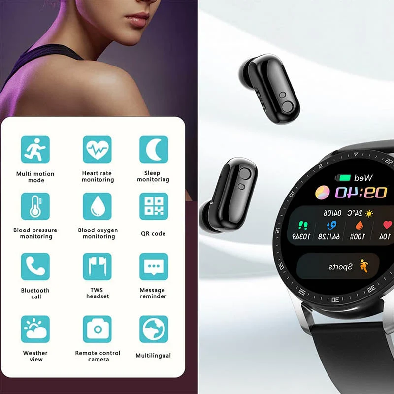 2 in 1 Smart Watch with Earbuds - Image 3
