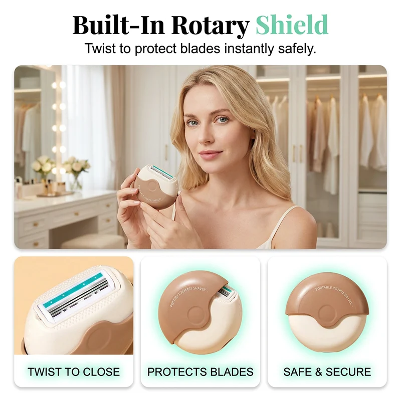 Portable 3-Layer Hair Shaver with Rotating Cover - Image 3