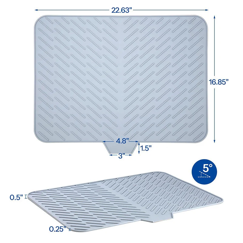 Large Size Silicone Drying Mat with Drain Lip - Image 8