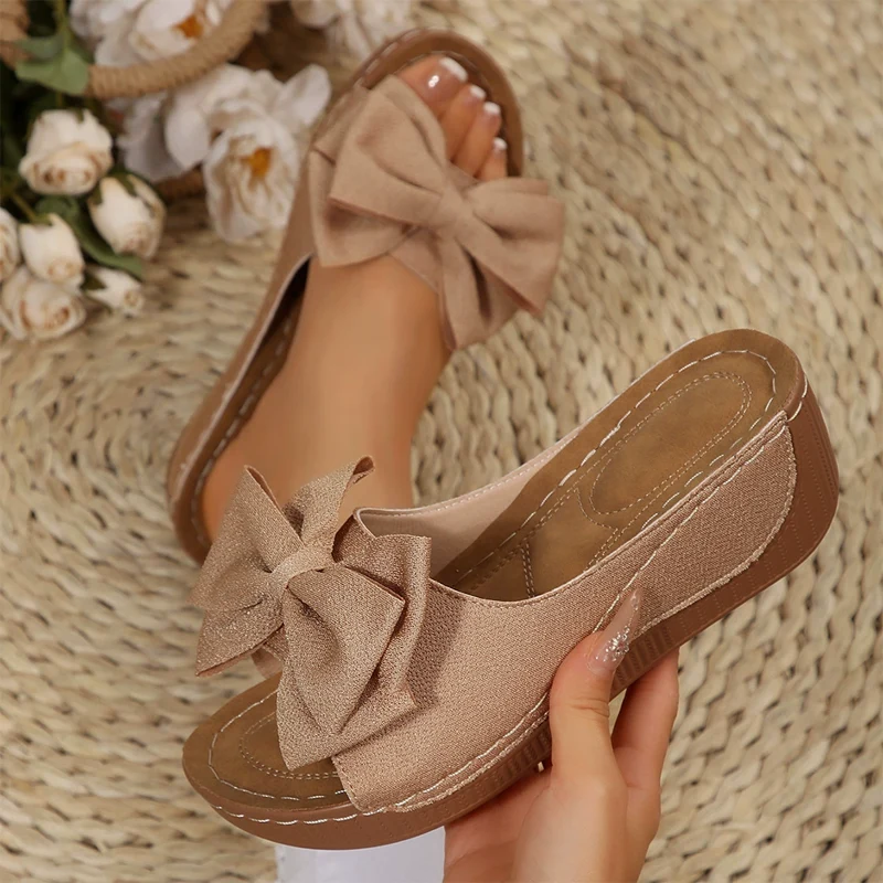 ⏳Time-Limited Special⏰Women's Bowknot Peep-Toe Wedge Sandals - Image 13